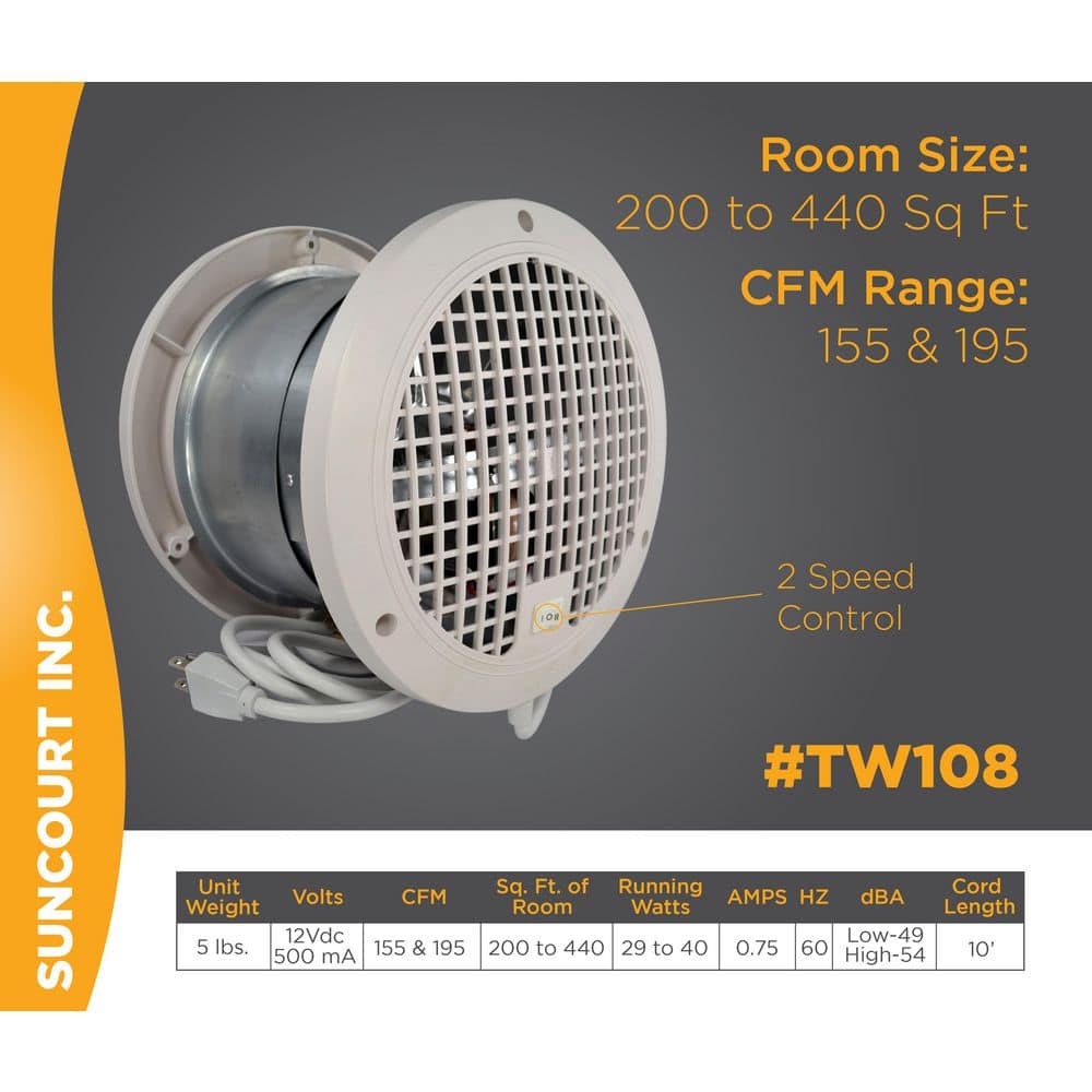 Off-White Wall Mounted Room-to-Room Air Transfer Fan