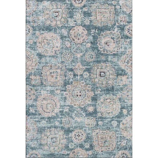 Addison Rugs Mayfield Premium Machine Washable Indoor/Outdoor Geometric AMF634 Teal 8 ft. x 10 ft. Area Rug