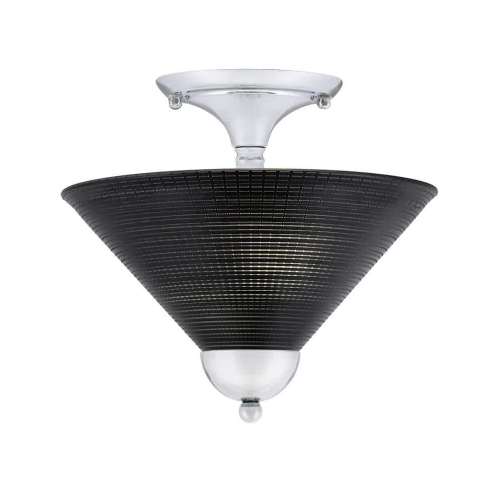 Bristol 12 in. 2-Light Chrome Transitional Semi-Flush Mount with 12 in. Bla