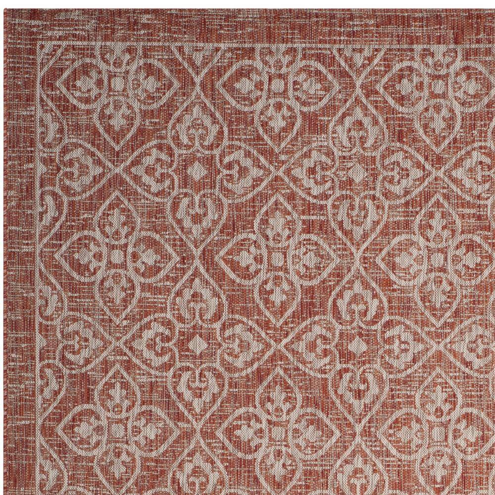 Round Rust and Light Grey Flat Woven Synthetic Area Rug, 8' x 11'