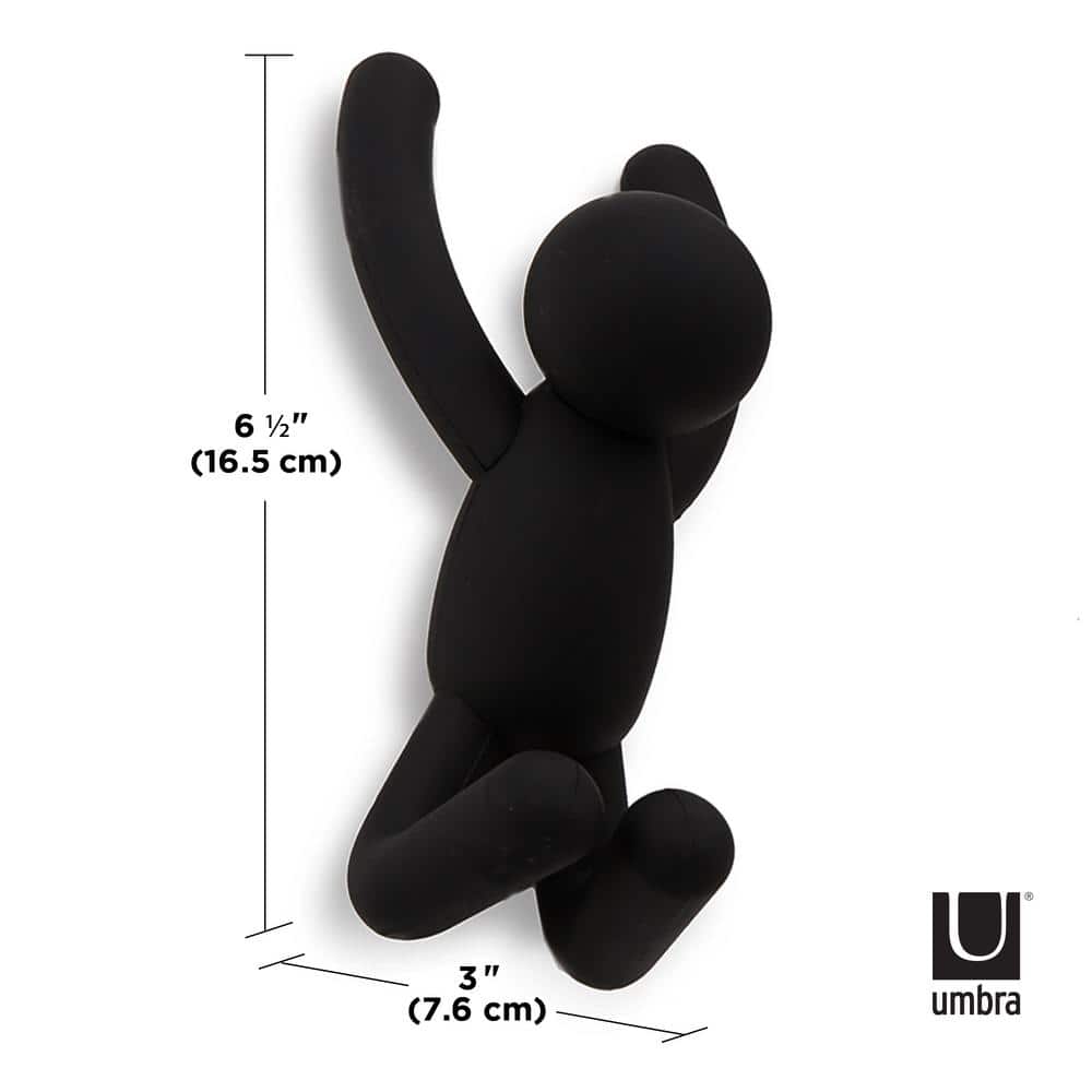 Black Plastic Buddy Wall Hooks Set of 3