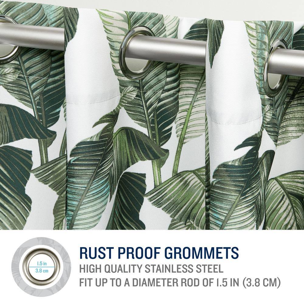 Island Palm Green Polyester Light-Filtering Grommet Curtain Panels, 54" x 84"