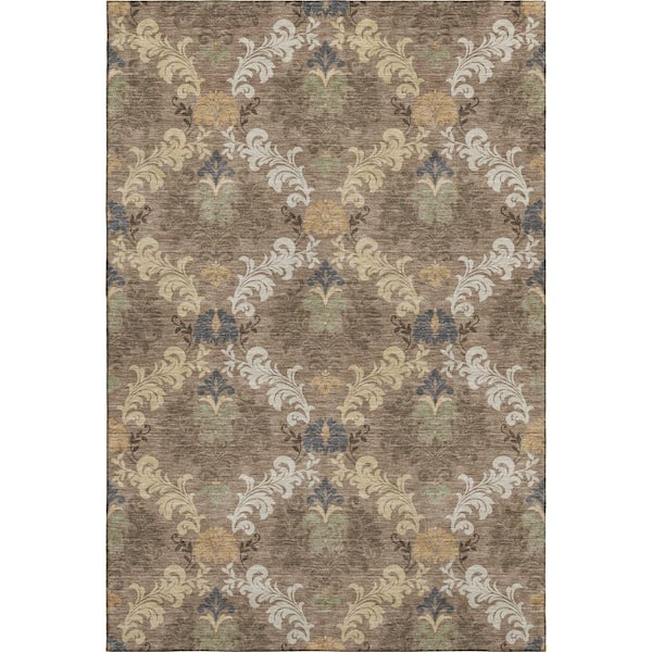 Mayfield Premium Machine Washable Abstract AMF2544 Brown 10 ft. x 14 ft. Area Rug