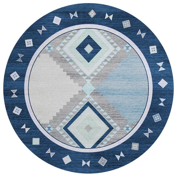 Addison Rugs Sonora Blue 8 ft. x 8 ft. Geometric Indoor/Outdoor Area Rug