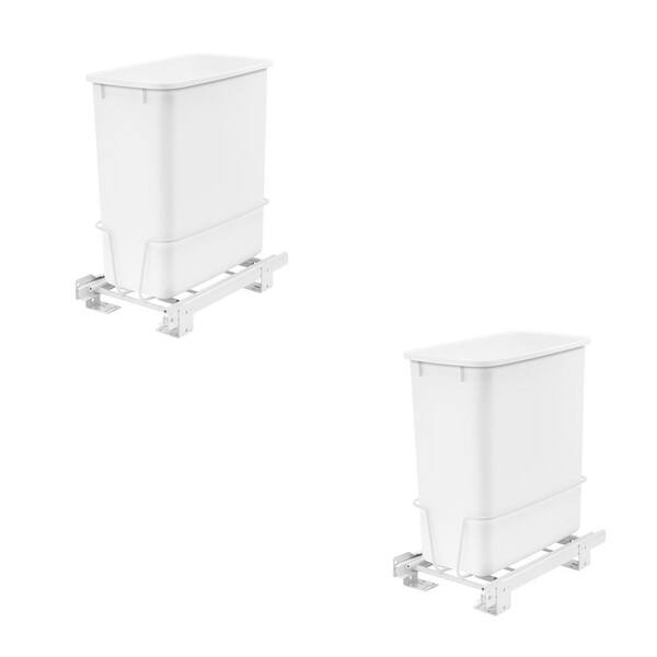 Rev-A-Shelf 20 Qt. Undermount Vanity Pullout Waste Container, White (2-Pack)