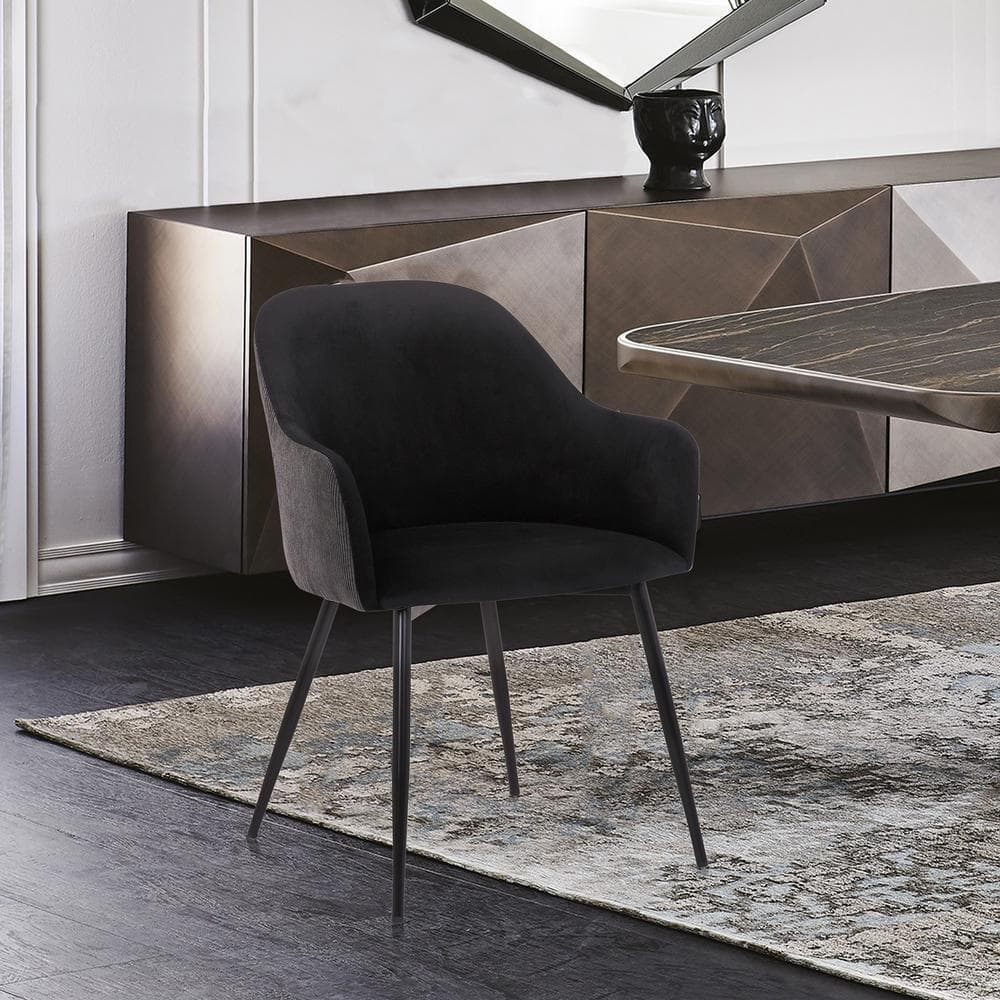 Armen Living Pixie Black and Dark Grey Fabric Dining Room Arm Chair ...