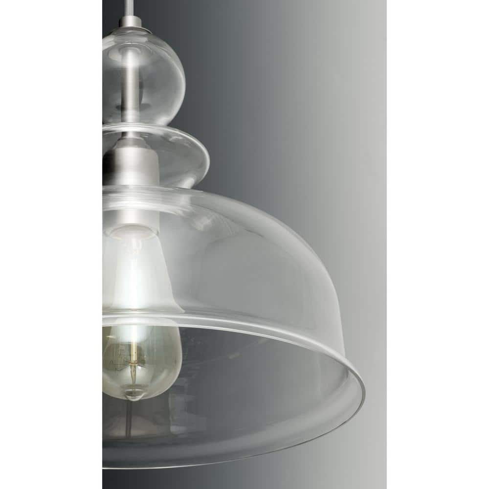 Staunton Brushed Nickel 15'' Modern Pendant Light with Clear Glass Shade