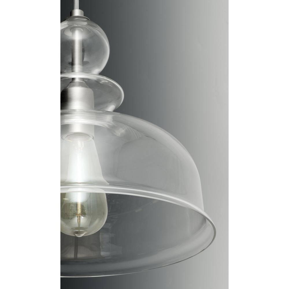 Staunton Brushed Nickel Pendant Light with Clear Glass Shade