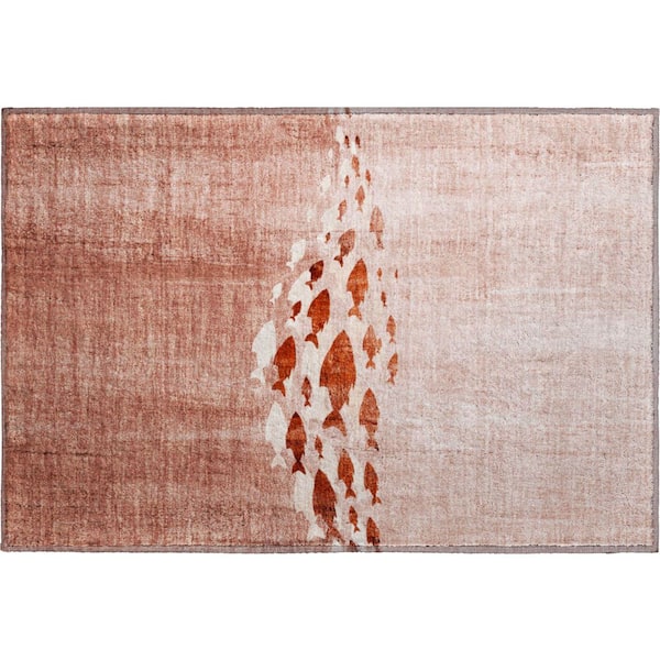 Mayfield Premium Machine Washable Indoor/Outdoor Geometric AMF627 Terracotta 1 ft. 8 in. x 2 ft. 6 in. Area Rug