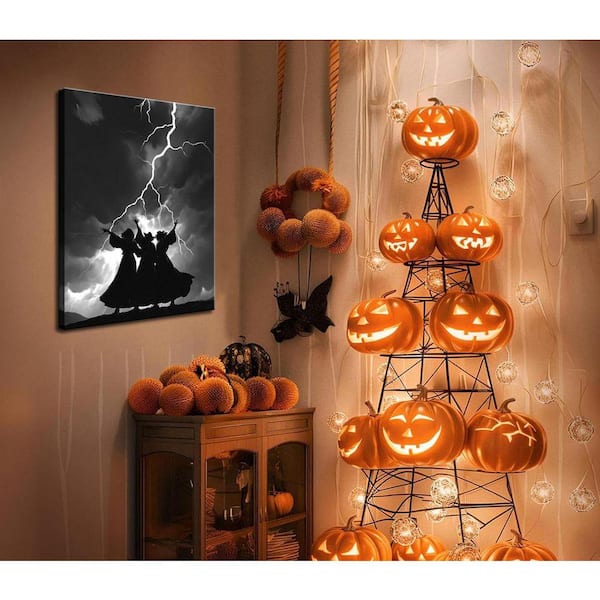 Framed 3 Piece Gothic Canvas Art Set, Crow and Skull Halloween