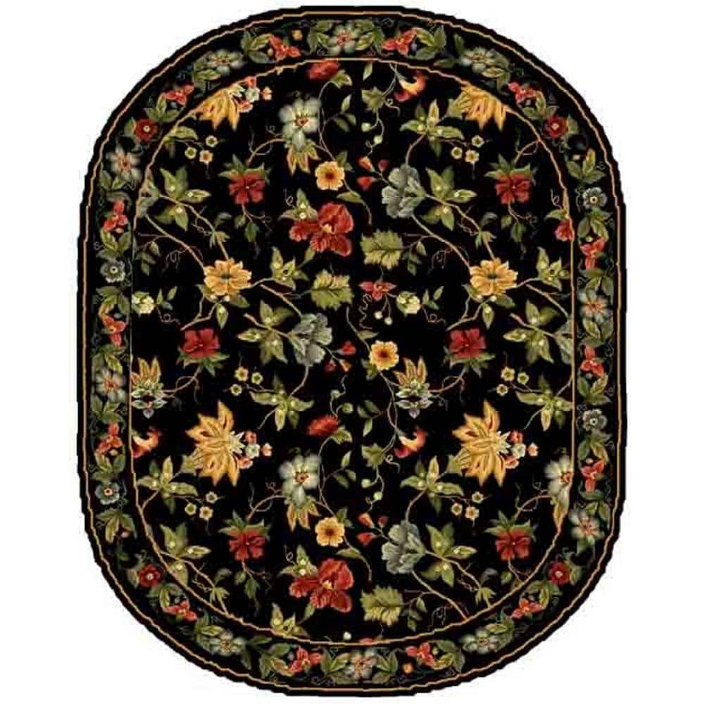 Chelsea Black 8 ft. x 10 ft. Oval Border Floral Gradient Area Rug price history on PriceWatchPro