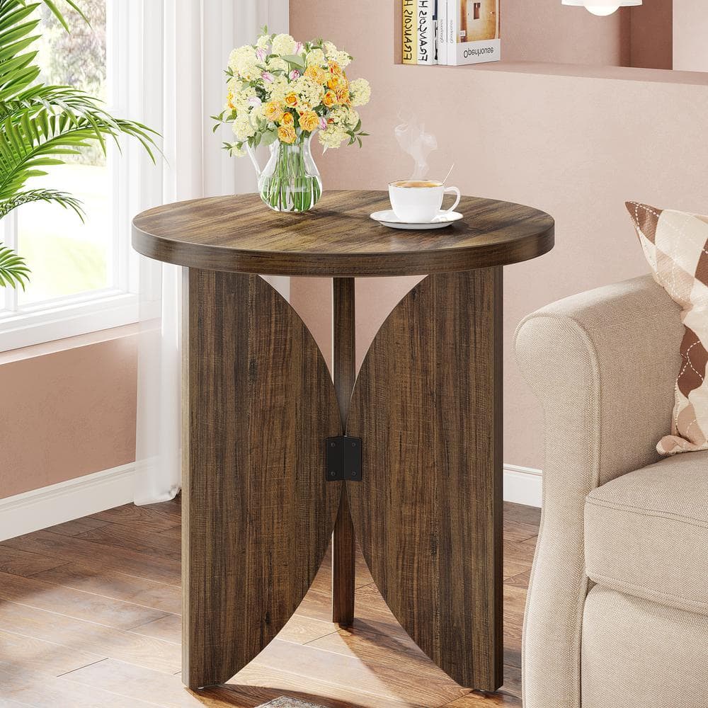 BYBLIGHT Kerlin 19.7 in. Rustic Brown Round Engineered Wood BYBLIGHT Kerlin 19.7 in. Rustic Brown Round Engineered Wood