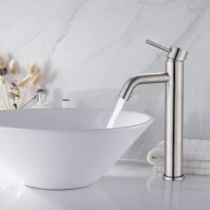 Karwors Single Hole Single Handle Bathroom Faucet with Pop-Up Sink Drain Stopper in Brushed Nickel