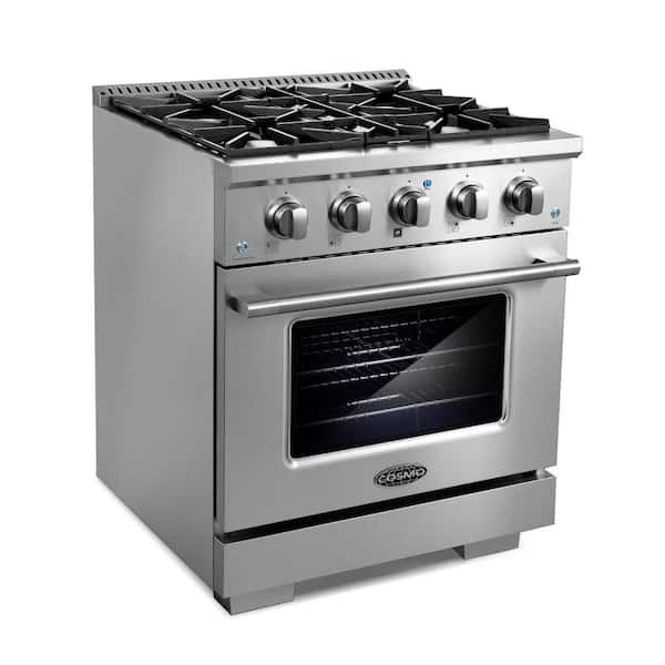  Empava 30 inch Gas Range Stove Freestanding/Slide-in, 4.55 Cu.  Ft. Convection Oven Capacity with Mechanical Knobs Control-Heavy Duty Cast  Iron Grates 5 Sealed Burners,Stainless Steel : Appliances