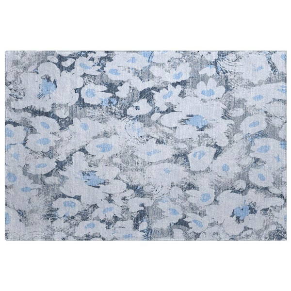 Dream Shag Premium Machine Washable Abstract ADS538 Denim 3 ft. x 4 ft. Area Rug