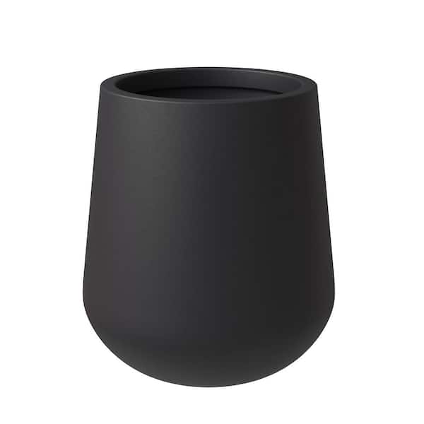 Leisuremod Orchid Modern Fiberstone and Clay Decorative Round Plant Pot with Drainage Holes (Black, 18 in. Wide)
