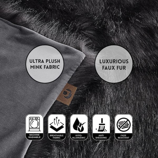 Luxury Faux Wolf Fur Fabric 58-Gray