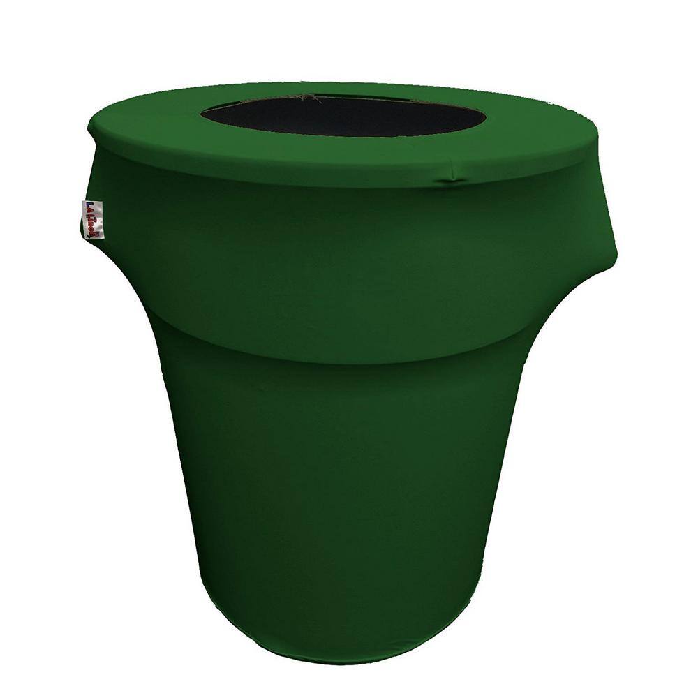 LA Linen Round Emerald Green Stretch for 55 Gal. Trash Can Cover ...