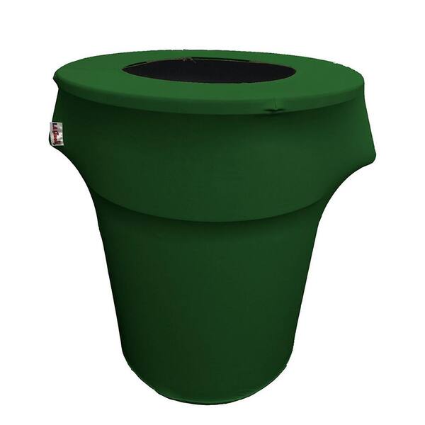 LA Linen Round Emerald Green Stretch for 55 Gal. Trash Can Cover SpandexCover55G_GreenEmX32