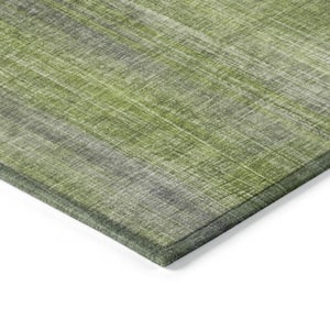 Green 2 ft. x 3 ft. Woven Striped Rectangle Indoor/Outdoor Area Rug