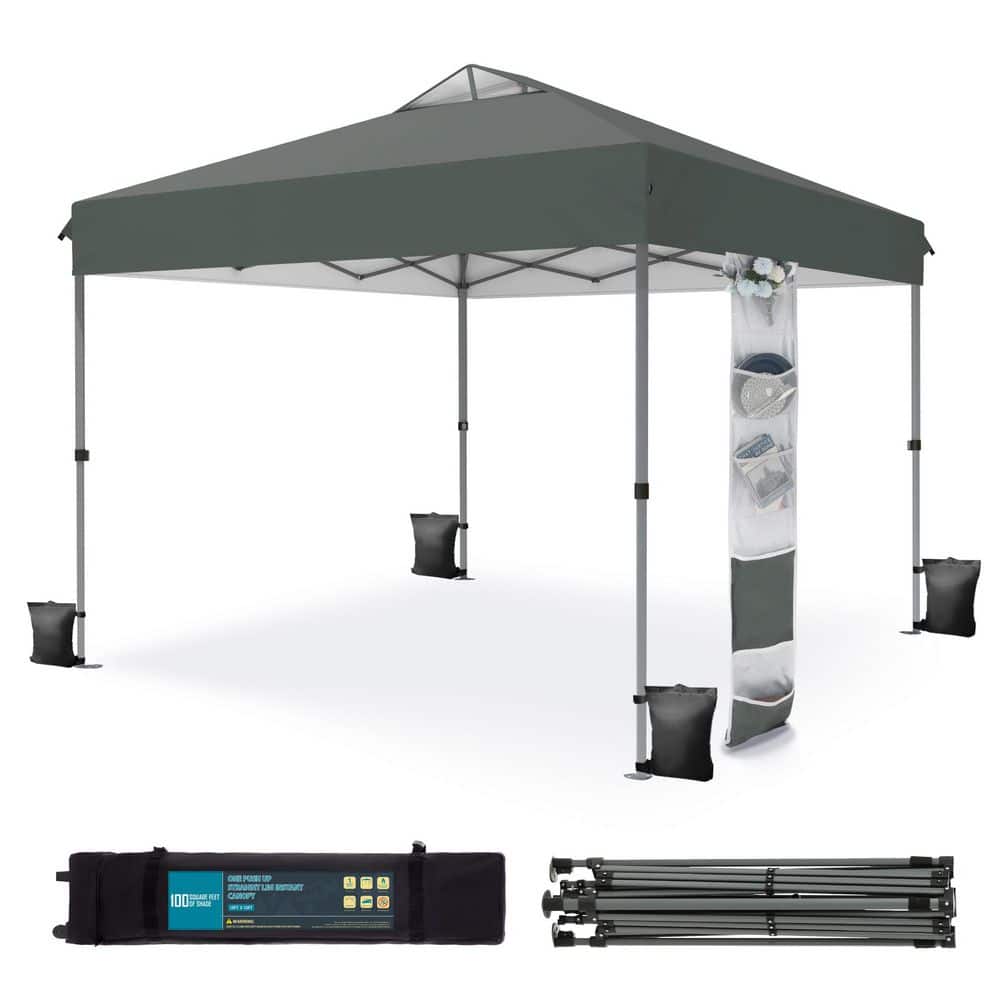 10 ft. x 10 ft. Pop Up Canopy Tent with Carry Bag Sandbags Vented Top in Gray price history on PriceWatchPro