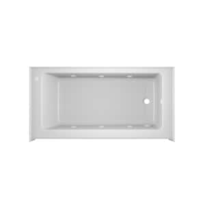 PROJECTA 60 in. x 30 in. Acrylic Right-Hand Drain Low-Profile Rectangular Alcove Whirlpool Bathtub in White