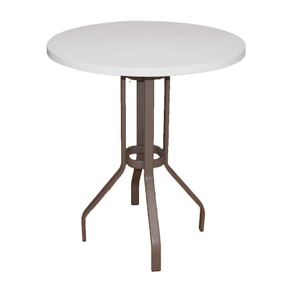 Unbranded Marco Island 36 in. Brownstone Round Commercial Fiberglass Top Bar Height Patio Dining Table