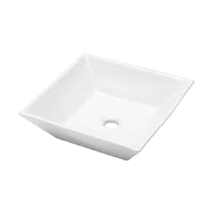 Ami Bathroom Ceramic 16 in. L x 16 in. W x 5 in. H Square Vessel Sink Art Basin In White