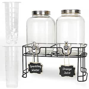 Wudkey 2 Pack Elegant 2 Gal. Clear Glass Beverage Dispenser with Stand  Included, Stainless Steel Spigot, Ideal for Lemonade CE7D35_3 - The Home  Depot