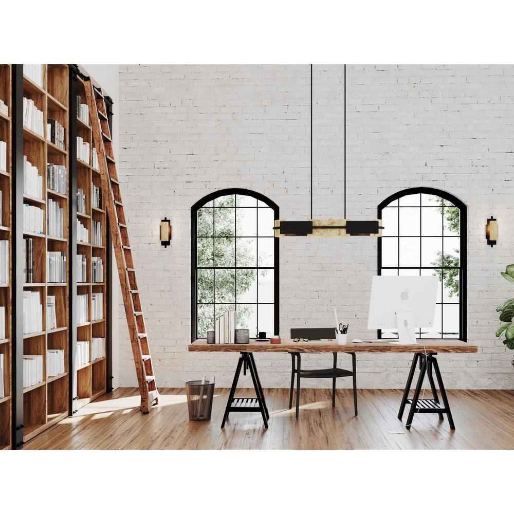 Lowery Black and Gold 4-Light Linear Chandelier