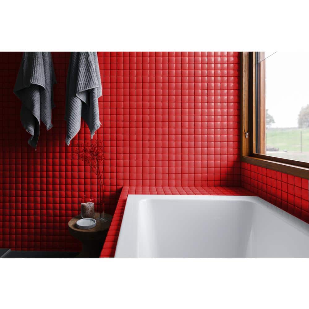 Red Glossy Glass 12x12 Square Mosaic Tile