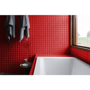 Classic Design Marmalade Red Square Mosaic 11.75 in. x 11.75 in. Glossy Glass Wall Floor & Pool Tile (7.67 sq. ft./Case)