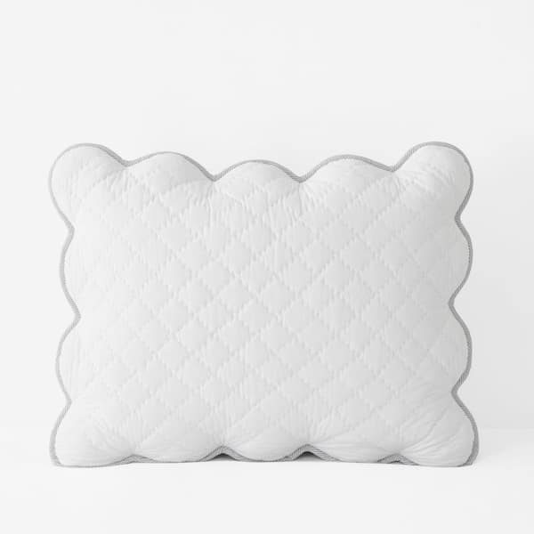 The Company Store Company Cotton Scallop White Patchwork Quilt Cotton Standard Sham