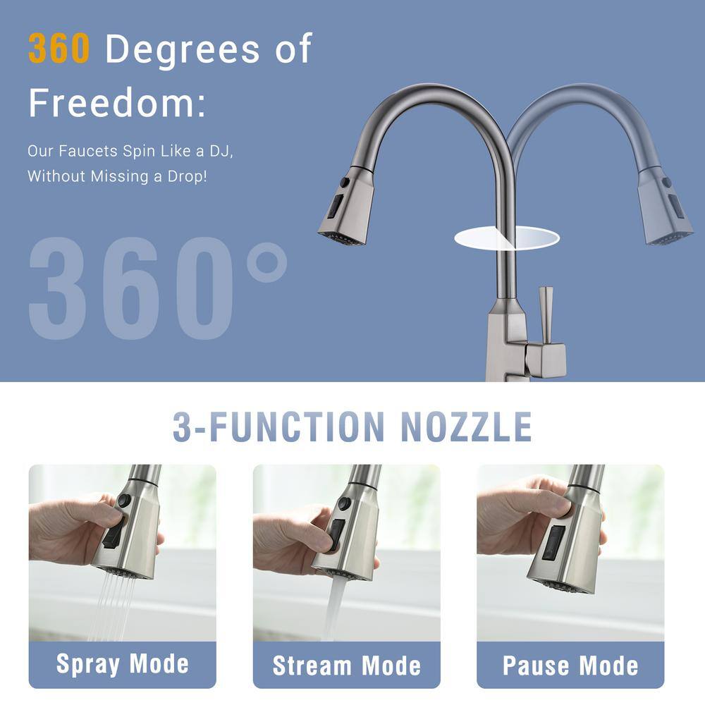 Brushed Nickel Touchless Kitchen Faucet with Pull-Down Sprayer