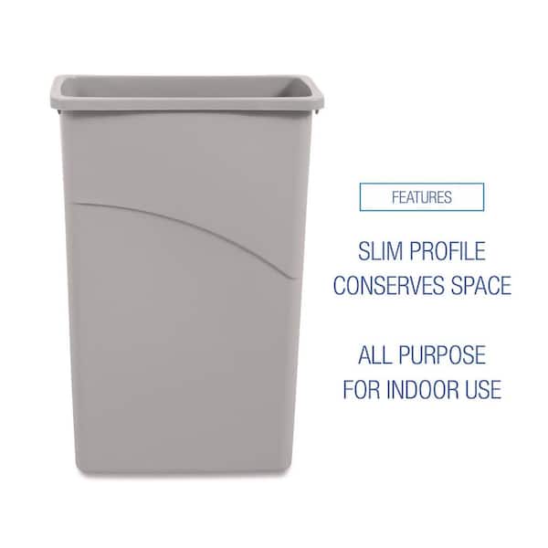 Slim Waste Container, 23 gal, Plastic, Gray Slim Waste Container, 23 gal, Plastic, Gray