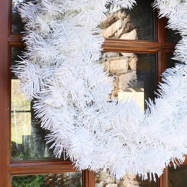 Sunnydaze Decor 24 in. White Artificial Christmas Wreath Snowy Holiday  Indoor/Outdoor Use CXT-330 - The Home Depot
