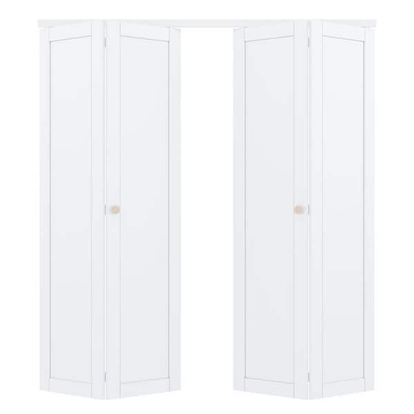 72 in. x 96 in. 1-Lite Solid Core Panel White Primed Composite MDF Interior Closet Bi-fold Door with Hardware Kit