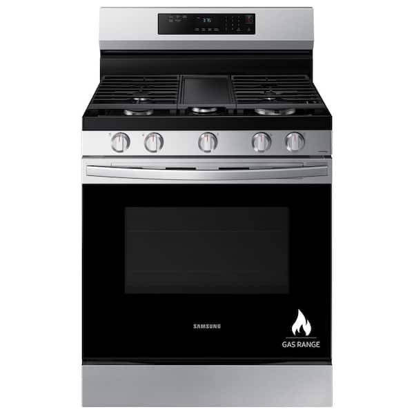 30 in. 5-Burner Smart Freestanding Gas Range in Stainless Steel with 18K BTU Dual Power Burner
