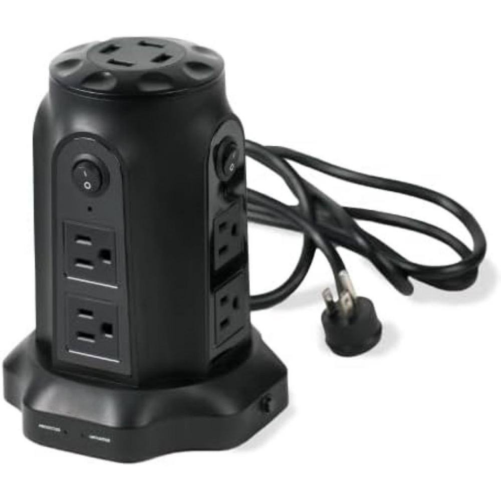 8-Outlet Tower Surge Protector with USB Ports (4 USB-A), 1080J Surge Protec