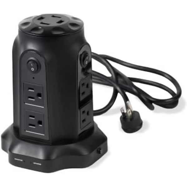 Surge Protector, 6 AC Outlets/2 USB-A and 1 USB-C Ports, 8 ft Cord, 1,080 J, Gray