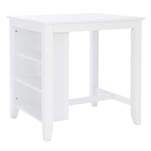 Mori Pure White Wood top 36 in. W 4 leg Counter Space Saving Dining Table Seat 2