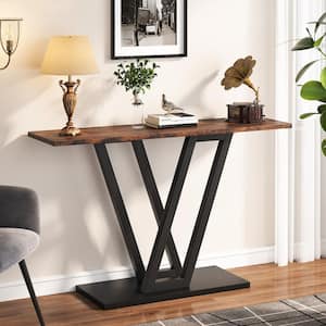 Turrella 43 In. Rustic Brown Rectangle Wood Console Table, Industrial Hallway Table for Entryway, Entryway Tables