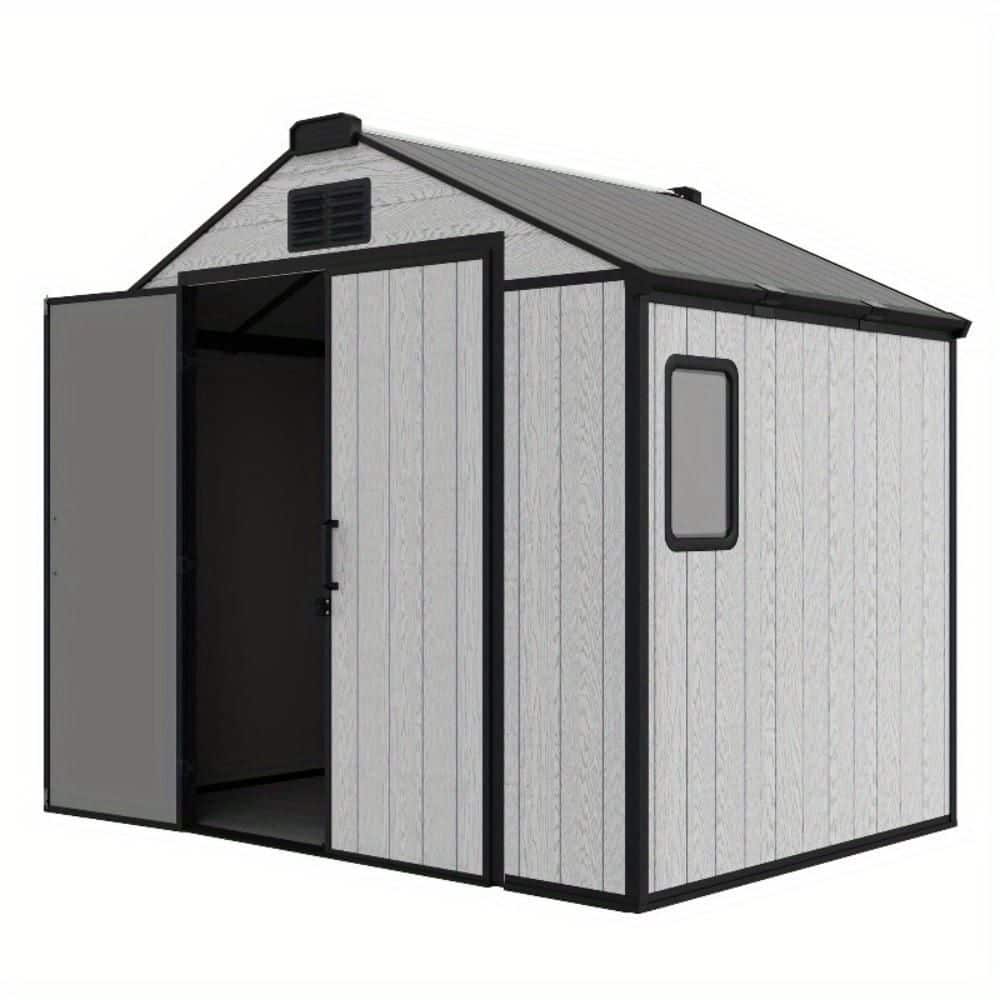 HOMMOW 8 ft. W x 6 ft. D FT Resin Outdoor Storage Shed with Floor