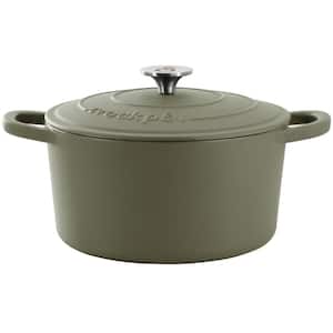 Artisan 5 qt. Round Enameled Cast Iron Dutch Oven in Matte Green with Lid