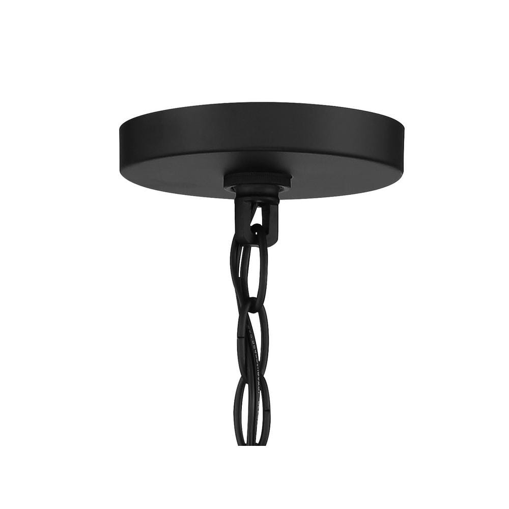 Coal Black Mini Pendant Light with Etched Glass Shade