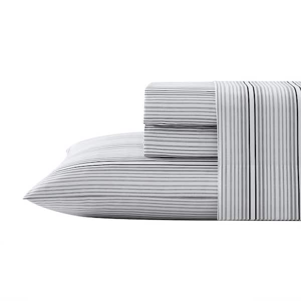KENNETH COLE NEW YORK Lexington Stripe 4-Piece Beige Cotton Queen Sheet Set
