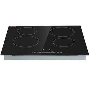 Electric Stove Top, 4 Burners, 240V Glass Radiant Cooktop with Sensor Touch Control, Timer, Child Lockand9 Power Levels