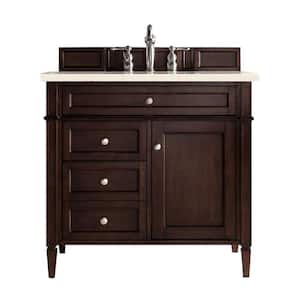 Brittany 36 in. W x 23.5 in. D x 34 in. H Single Bath Vanity in Burnished Mahogany with Marfil Quartz Top