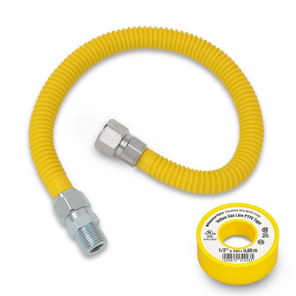 1/2 in. OD Flexible Gas Line Connector with 1/2 in. MIP x 1/2 in. FIP-24 in. Yellow Coated Gas Hose