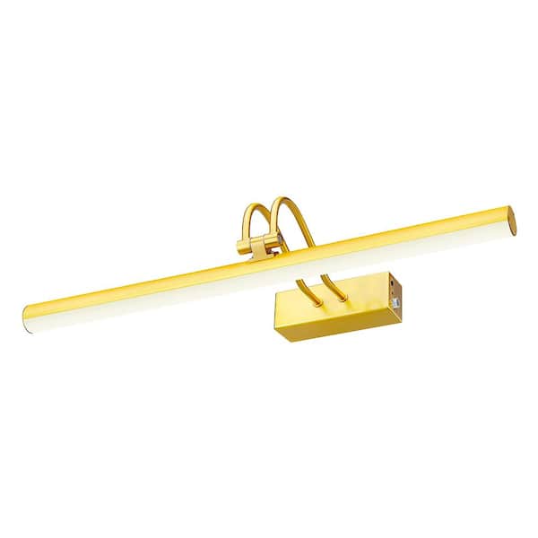 Minimalist Rechargeable 20 in. Wall Mounted Brass LED Picture Light with Remote Control